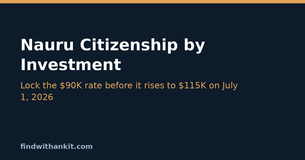 Nauru citizenship by investment cost now $115K standard rate from 1 July 2026
