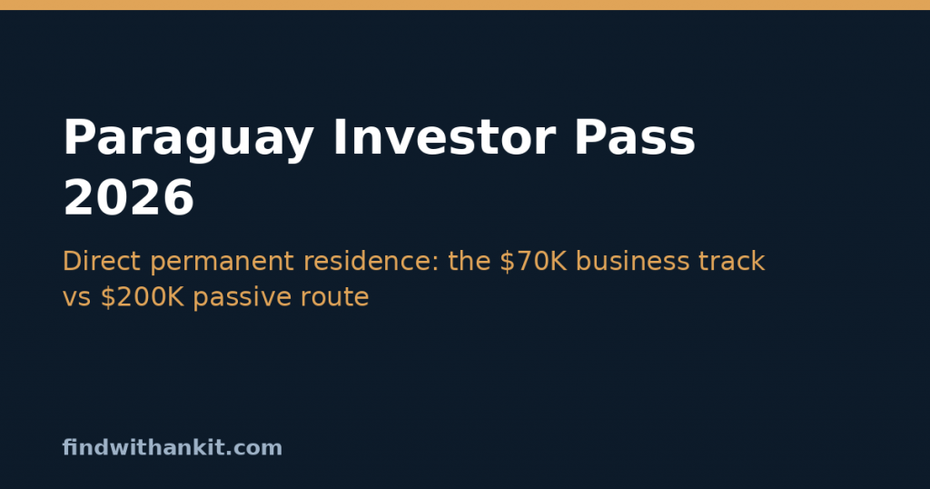 Paraguay investor pass 2026 routes: $70K business track vs $200K passive residency