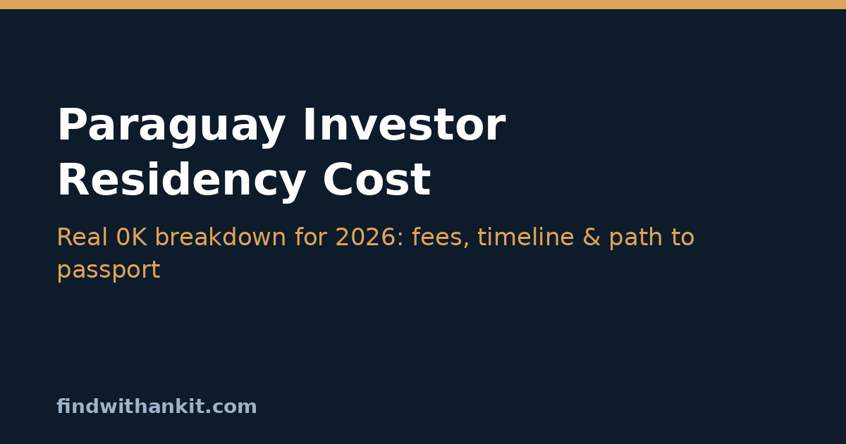Paraguay investor residency cost 2026: $70K investment plus fees breakdown and path to passport